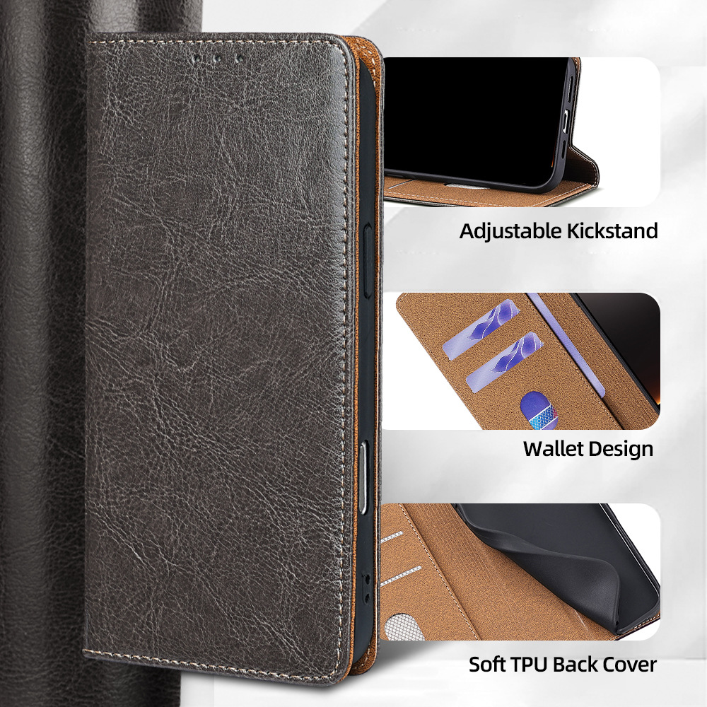 Slim Card Slot Case - PU Leather Magnetic Flip Wallet Phone