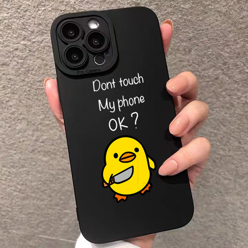 Phone Cases Cute Iphone 14 - Cute Minimalist Cartoon Duck Silicone Phone