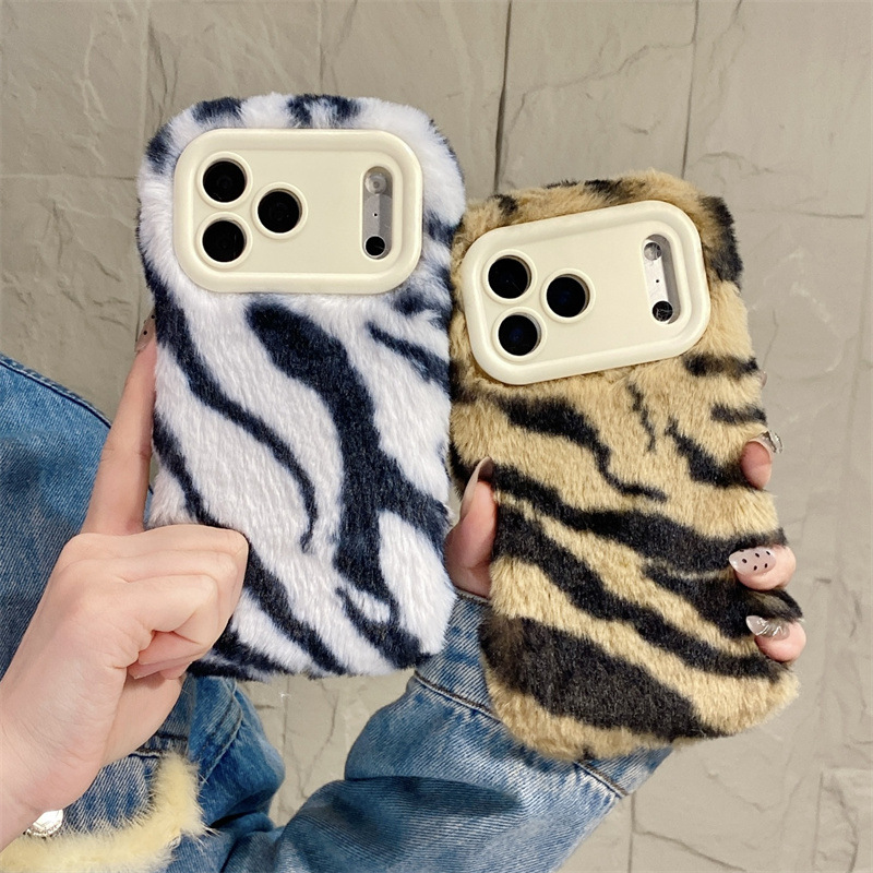 Phone Cases 13 - Luxury Zebra Pattern Fluffy Plush Phone
