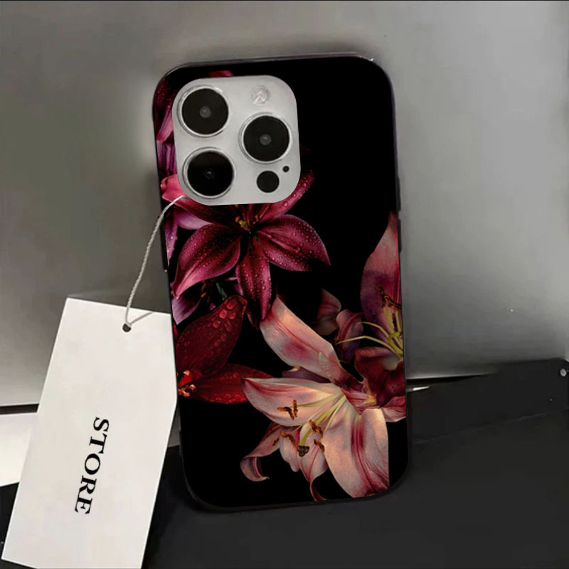 Phone Cases Aesthetic - Elegant Red Lily Flower Phone Case