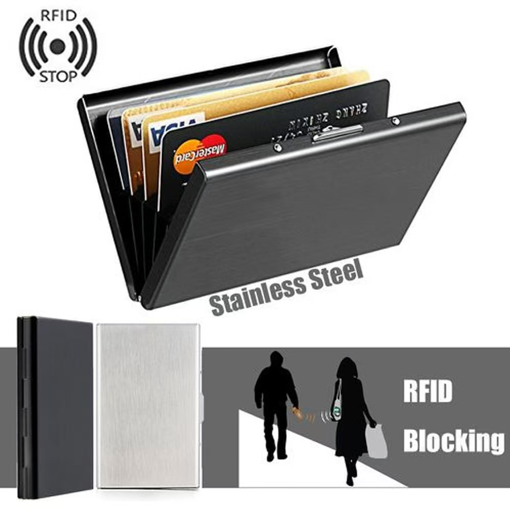 Slim Card Slot Case - Slim Stainless Steel RFID Card Case