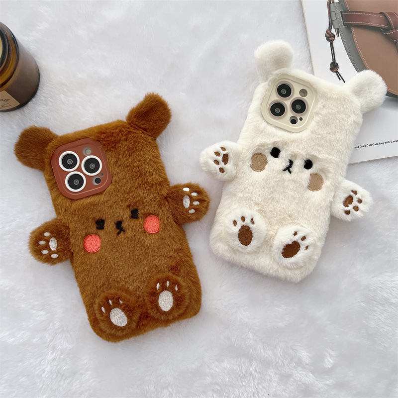Korean 3D Cartoon Bear Fluffy  - Phone Cases 13 review and price