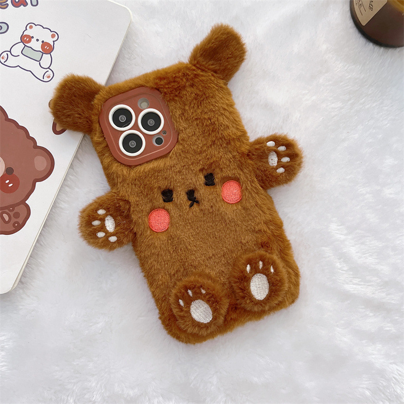 Korean 3D Cartoon Bear Fluffy  - Phone Cases 13 review and price