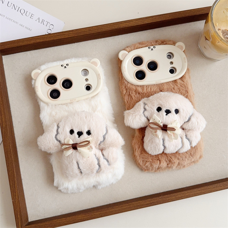 3D Cartoon Bowknot Puppy Warm  - Phone Cases 13 review and price