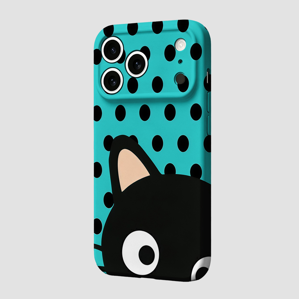 Turquoise Polka Dot Cat Phone  - Phone Cases Hard review and price